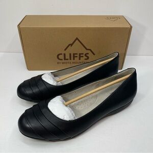 Cliffs by White Mountain Women's Black Flats Clara Slip On NWT